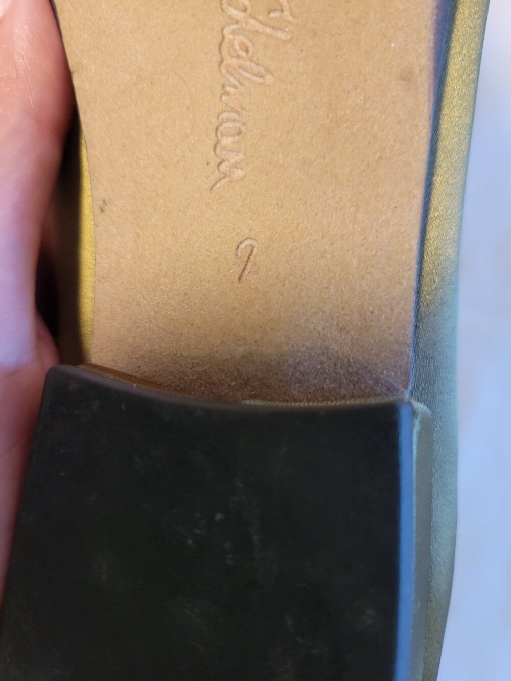 Sam Edelman Olive Satin Pointed Toe Flats Crystal Buckle Women's Size 7 - Picture 9 of 12